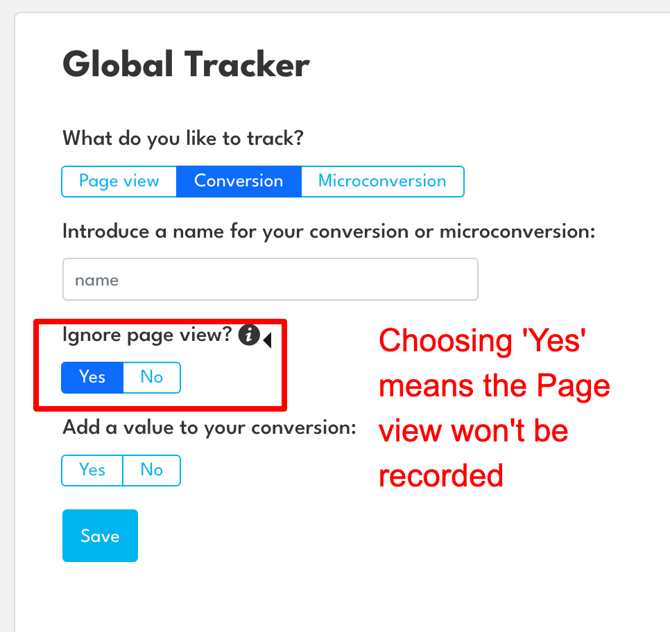Global tracker ignore pageview example
