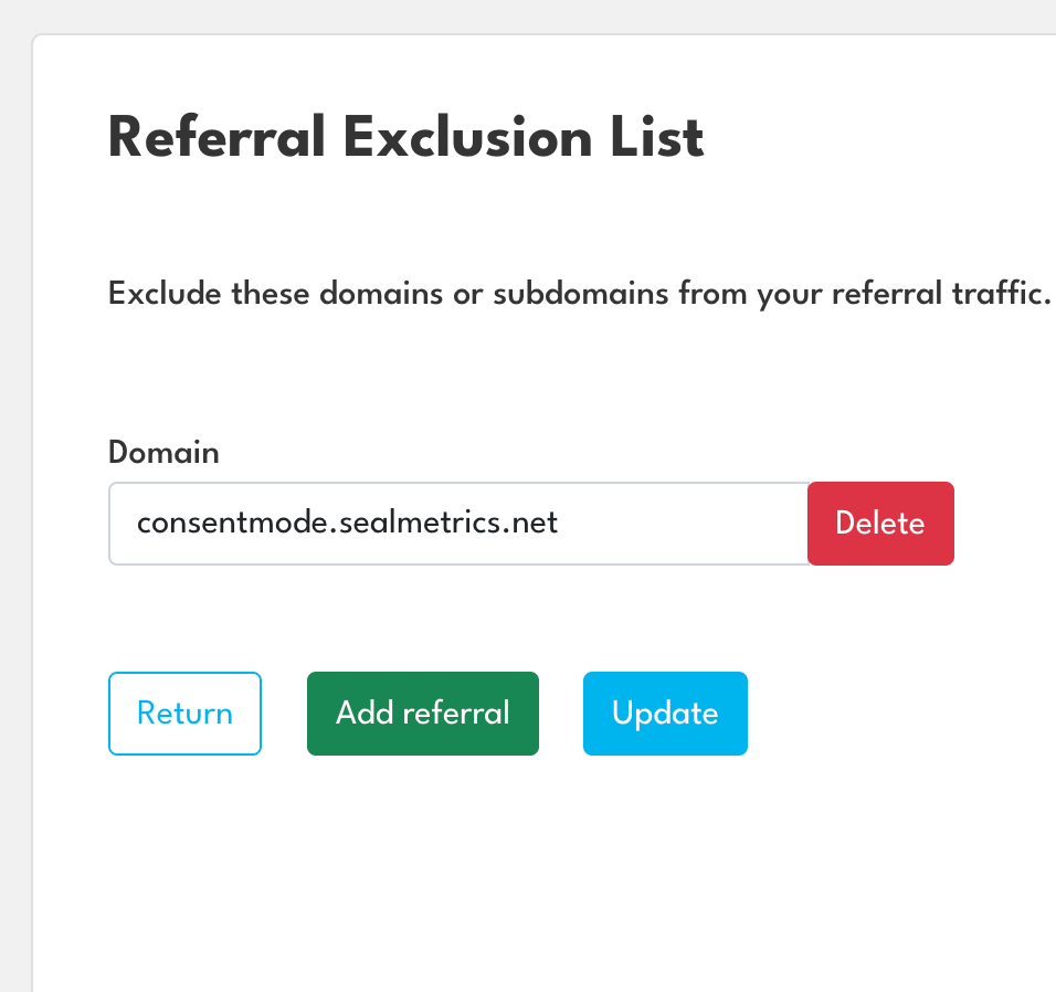 Referral Exclusion List screen